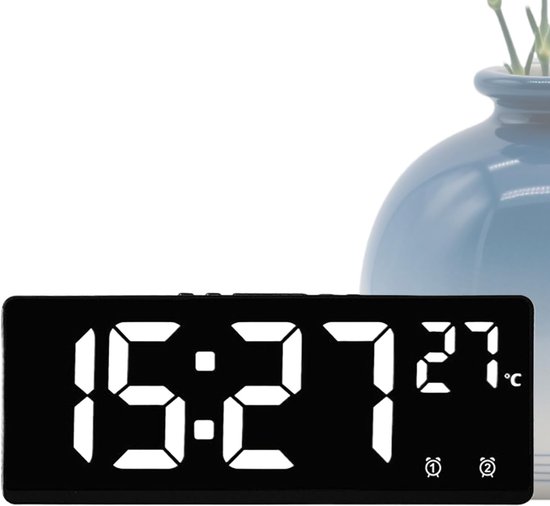 Digitale wekker - Klok met temperatuur - Slaap optimaliseren - Spraakbediening en sensor - 174 cm breed - Wit — afbeelding 2