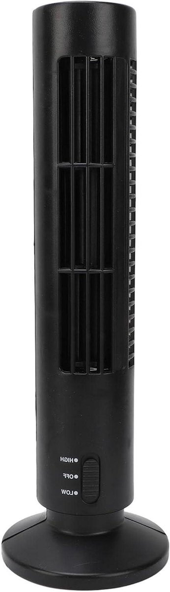 Stille Torenventilator - Bladloze Ventilator - Comfortabele Luchtstroom - 2 Snelheden - 35x11x11 cm - Zwart