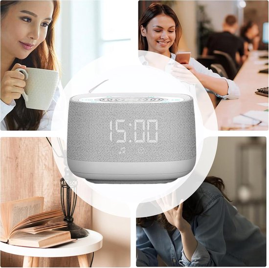 Geluidsmachine Slaaphulp - Witte Ruis - Ontspanning Bevorderen - Draadloze Bluetooth 5.0 - 12.3 x 12.3 x 7.3 cm - Zwart — afbeelding 4