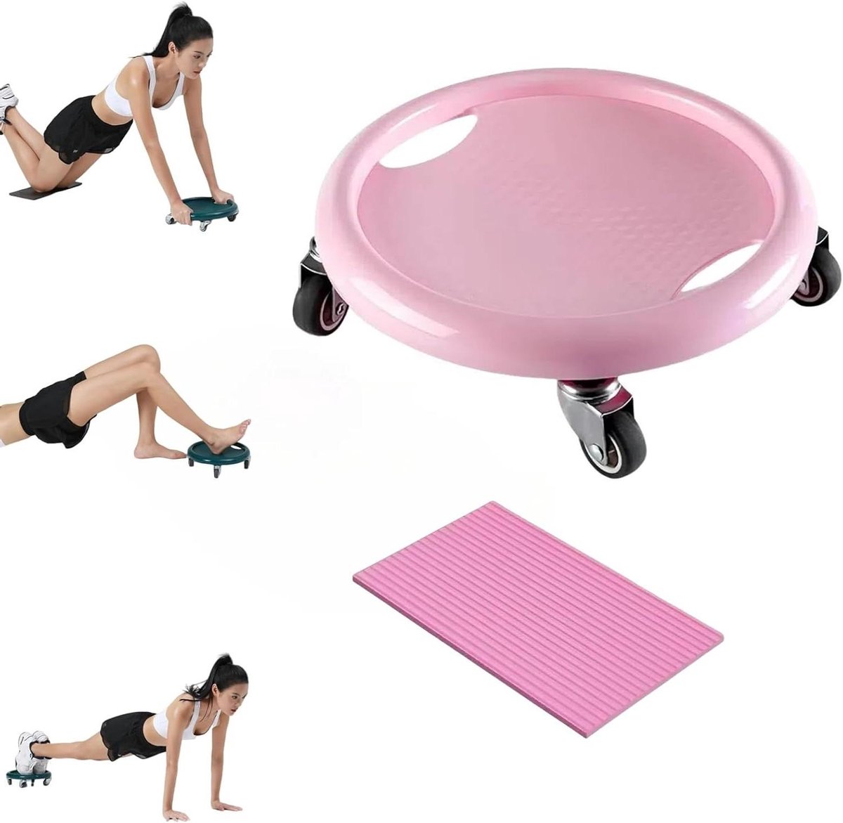 Buikspierwiel - Core Trainer - Thuis Trainen - 360 Graden Rotatie - 28 cm Diameter - Roze