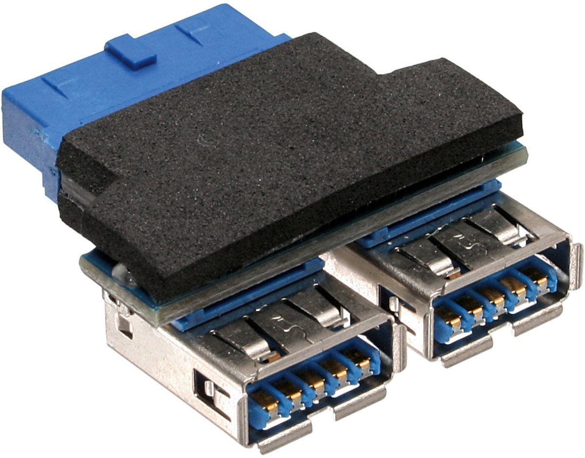 InLine® USB 3.0 adapter, 2x female A naar paalaansluiting