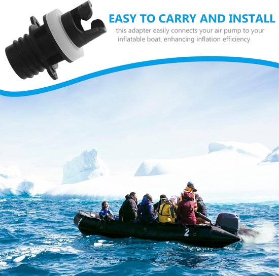 Luchtpomp Adapter - Ventielconnector Set - Opblaasbare Watersport - Snelle Luchtdichte Installatie - 2 Stuks - Zwart — afbeelding 4