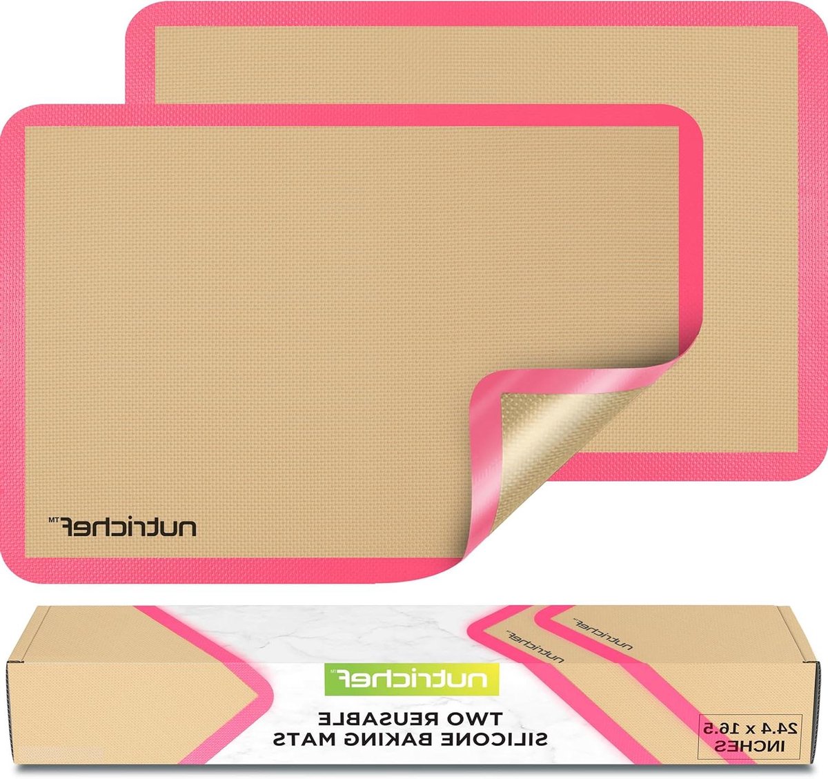 Siliconen Bakmatten - Herbruikbare Matten - Moeiteloos Bakken - Antislip & Ovenbestendig - 62 x 42 cm - Roze