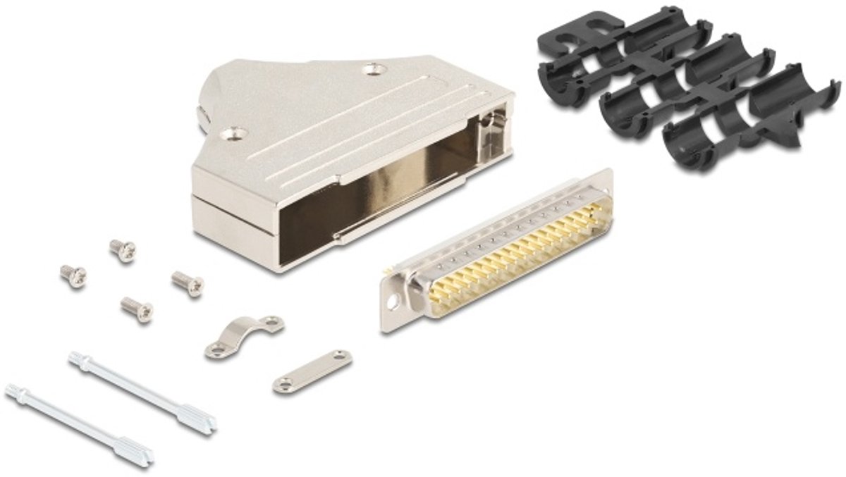 Delock Sub-D connector housing 37 pin metal including male connector and mounting material
