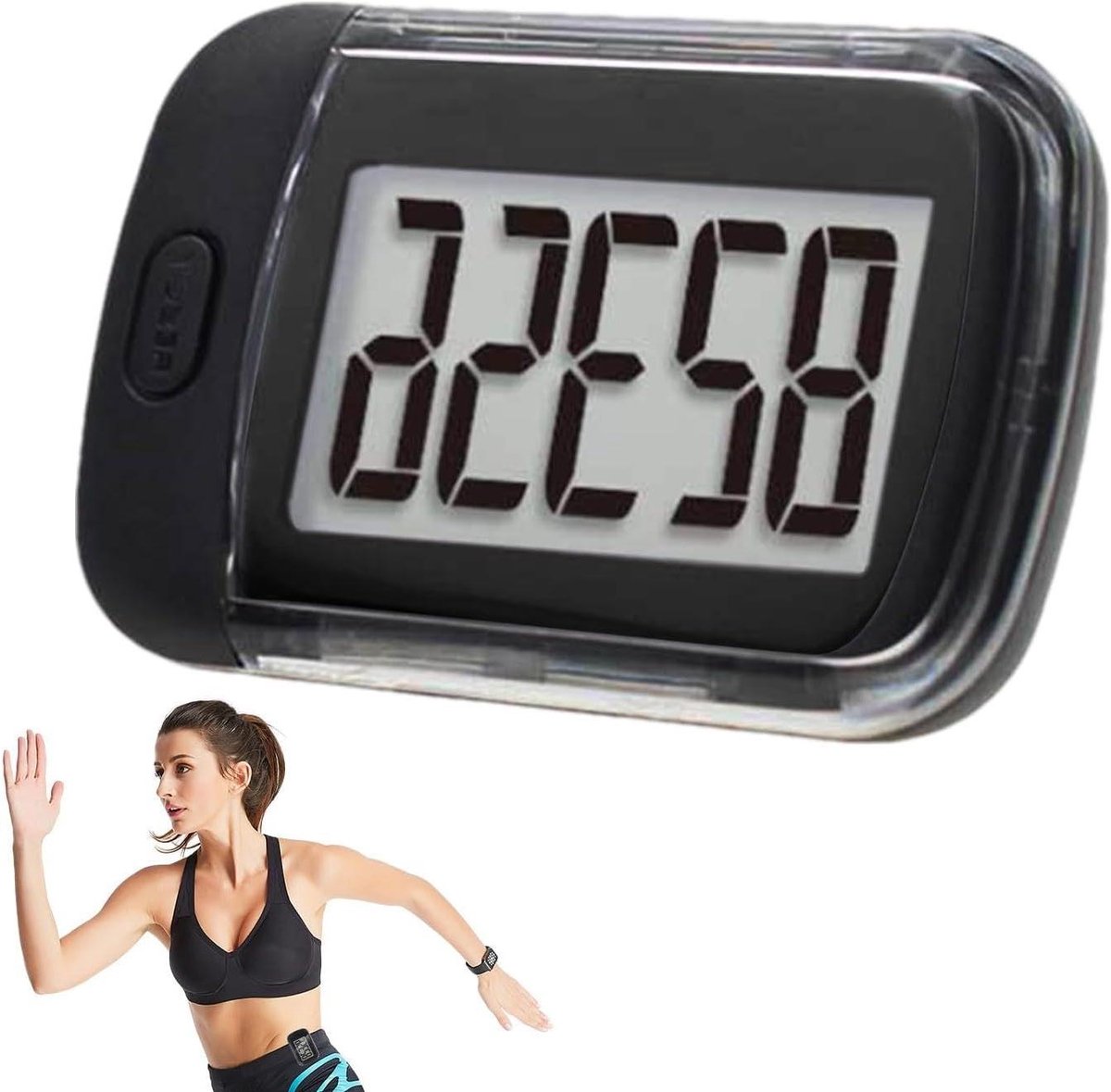 Wandel Stappenteller - Activiteit Tracker - Dagelijkse Beweging - Groot LCD Scherm - 65x45x22mm - Zwart