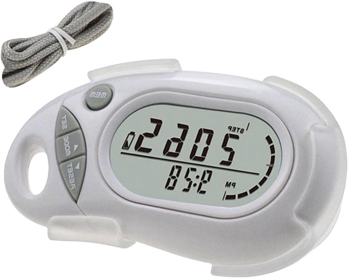 Stappenteller Clip - Stappentracker Digitaal - Activiteit Meten - Groot Display - 7.4 x 4.4 cm - Wit