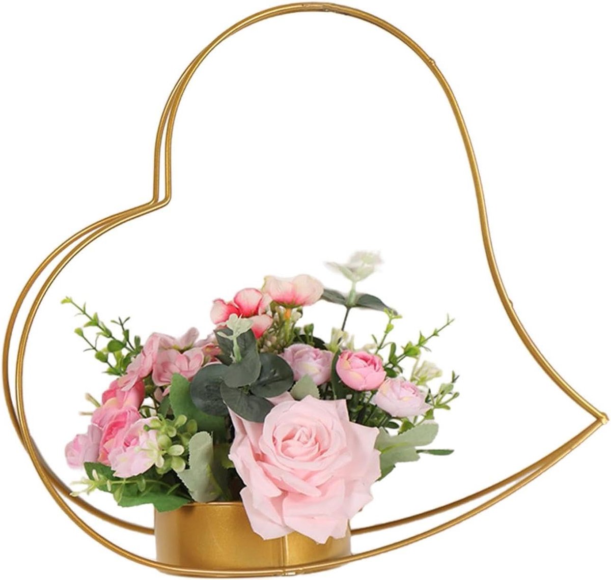 Gouden Vazen - Bloemen Centerpieces - Bruiloft Decoratie - Hartvormig Ontwerp - 40x36x20 cm - Roze