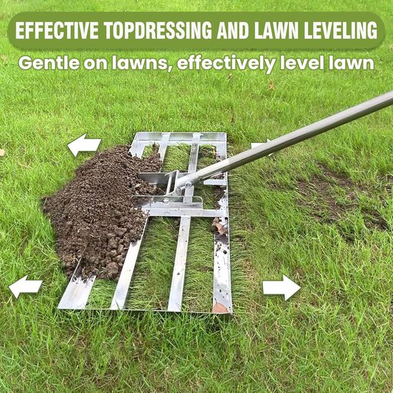 Gazonrakel - Grasrakel - Tuinrakel - Egaliseerrakel - Topdressing - Zand verdelen - Tuinieren - Gazon egaliseren - RVS - Ergonomisch van Hendrik Jan — afbeelding 2