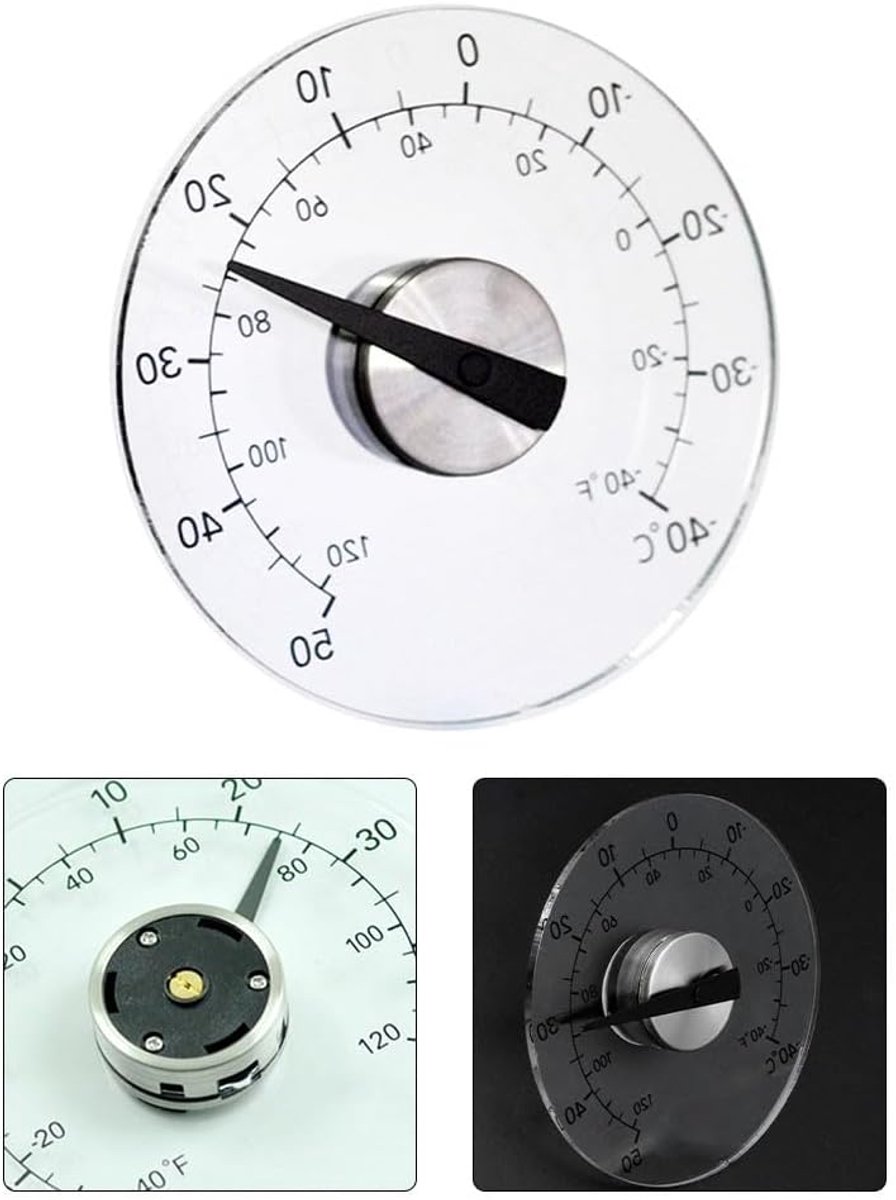 Buitenthermometer - Temperatuurmeter - Tuin Terras - Zelfklevende Achterkant - 11cm Diameter - Zilver