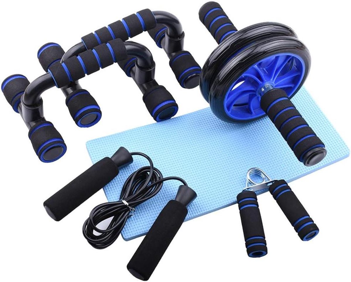 Buikspierroller Set - Fitness Wiel - Krachtige Core Training - 5-in-1 Complete Set - Verstelbaar - Zwart