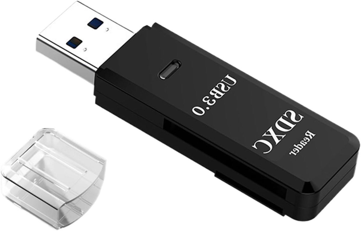 USB Kaartlezer - Geheugenkaart Converter - Bestanden Overzetten - Hoge Snelheid 5Gbps - Compact Ontwerp - Zwart