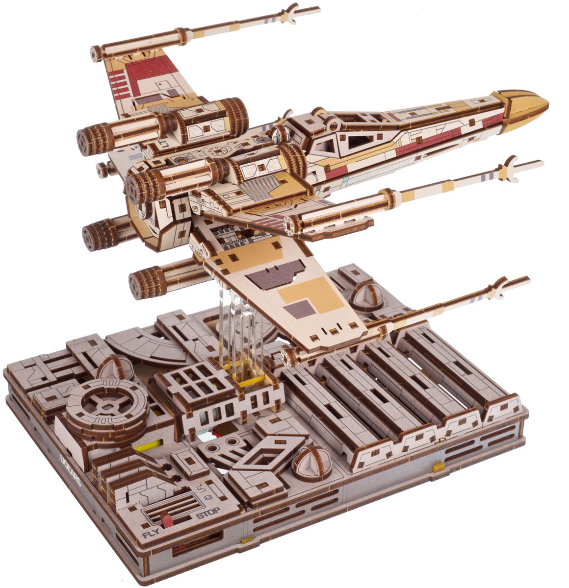 UGEARS 3D Modelbouw - Luke Skywalker's X-Wing Starfighter - Star Wars - Mechanisch Bouwpakket Hout - Educatief Speelgoed — afbeelding 9