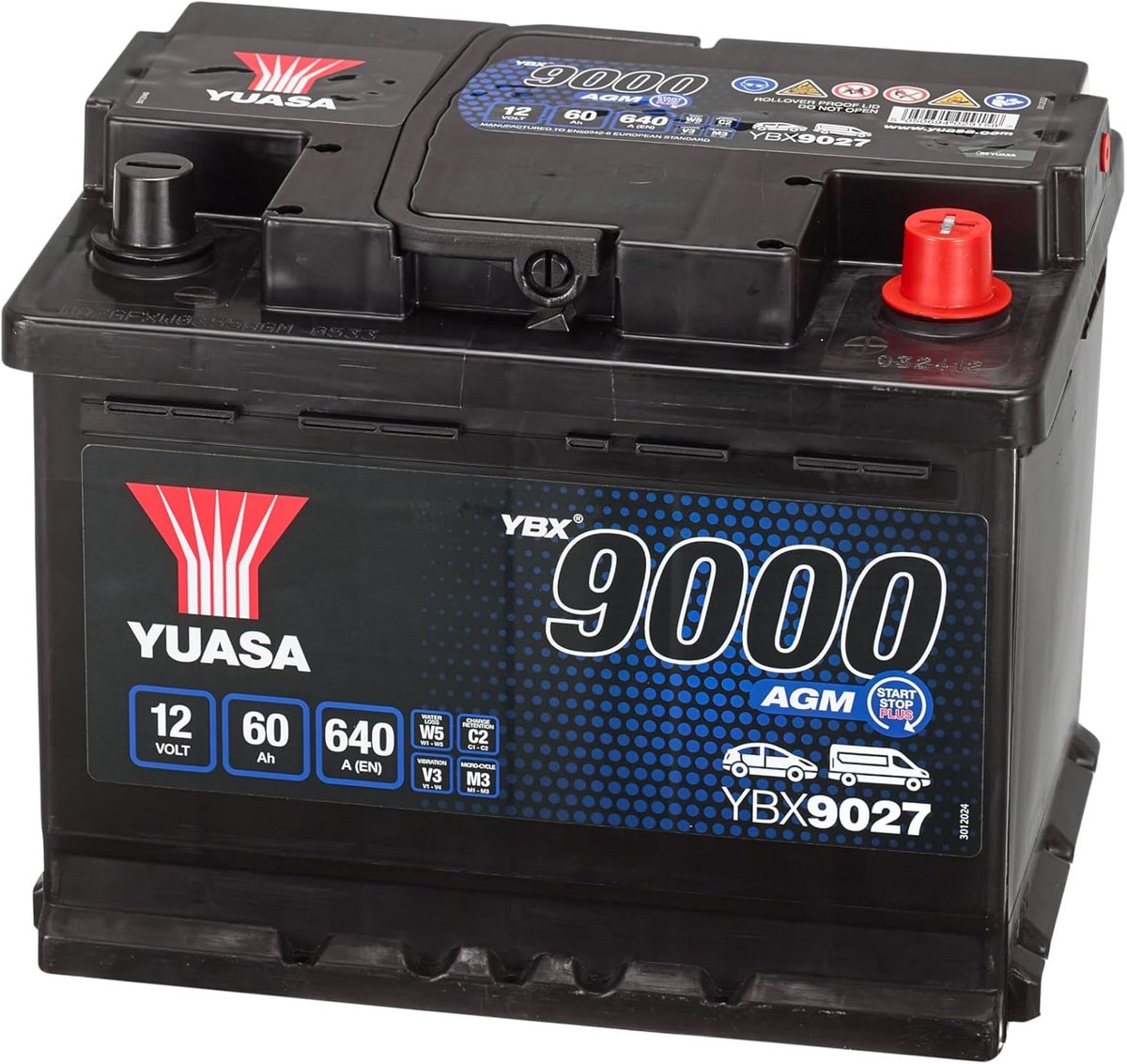 AGM Start Stop Autobatterij 12V 60Ah voor moderne auto's en voertuigen