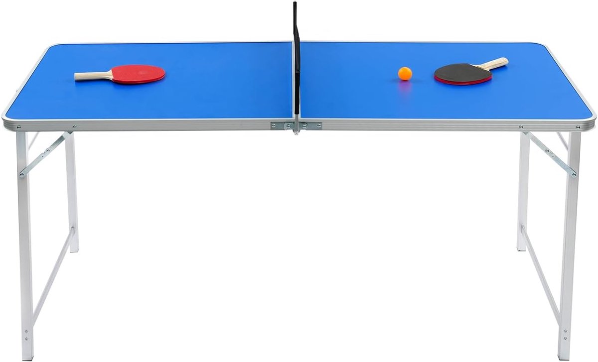 Tafeltennistafel - Pingpongtafel - Buiten Spelen - Inklapbaar en Draagbaar - 152 x 67 cm - Blauw Zilver