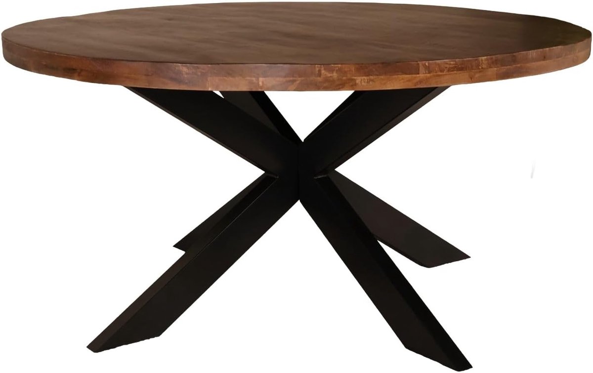 Eettafel Rond - Eettafel Mangohout - Gezellig Tafelen - Duurzaam Materiaal - 150 cm - Bruin