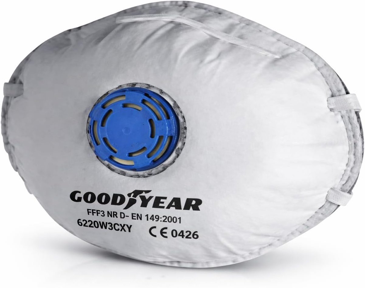 Beschermend Gezichtsmasker - Stofmasker FFP3 - Veilig Werken - Met Afsluitbaar Ventiel - One Size - Wit