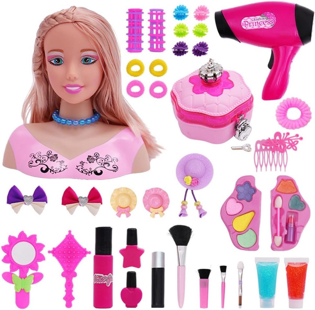 Make-up Pop - Kaphoofd Styling - Kinderen Spelen - 39 Delige Set - 600 gram - Roze
