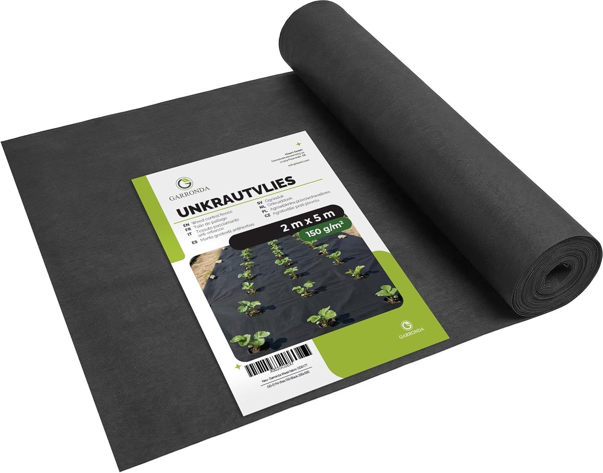 Onkruidvlies Tuinvlies - Bodembedekking Vlies - Onkruid Controle - Waterdoorlatend Scheurvast - 2 x 5 meter - Zwart