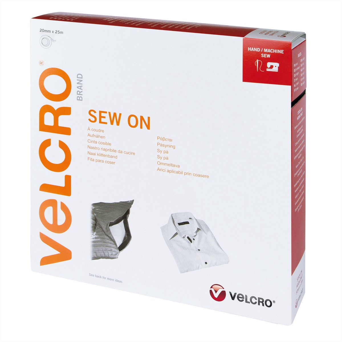 VELCRO® klittenband om te naaien met haken en lussen 20 mm x 5 m wit