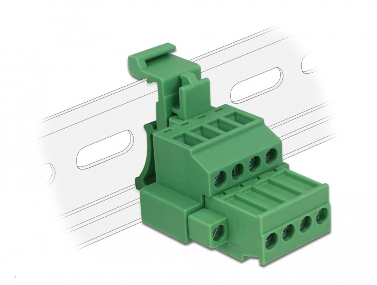 Terminalblok ingesteld voor DIN -rail 4 -pin met schroefvergrendeling