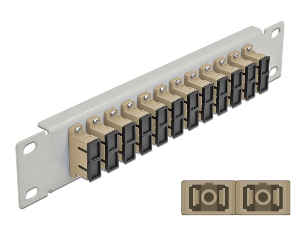 10 inch glasvezel patch panel 12 poort SC duplex beige 1u grijs