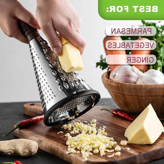 Handmatige Kaasmolen met Handvat, RVS Keukenrasp voor Kaas, Groenten en Fruit, Multifunctionele Keukenrasp — afbeelding 3