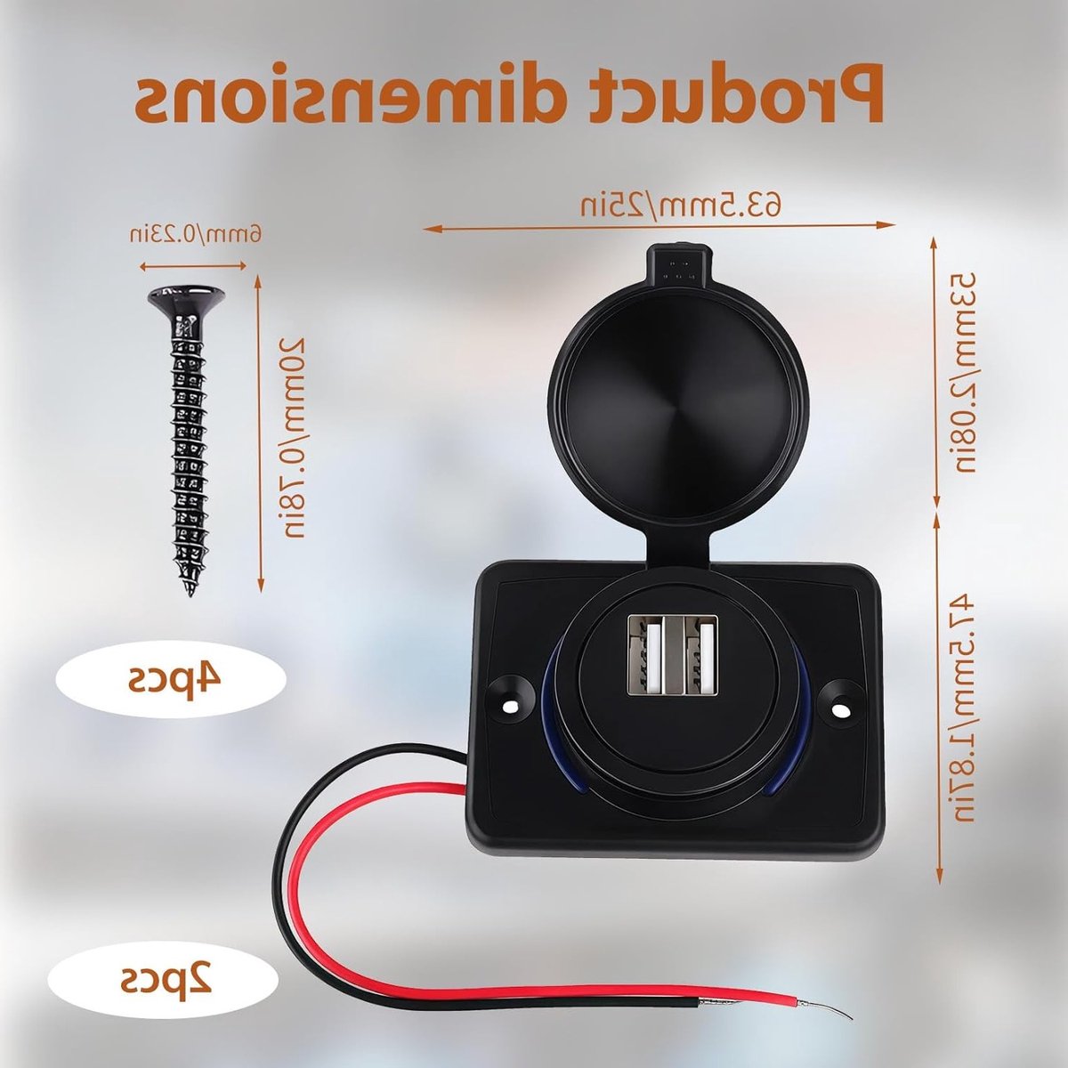 Set van 2 USB Oplaadpunten voor Auto's, Dual USB Lader voor 12V Motorhomes en Vaartuigen, Snelladen voor Mobiele Apparaten, Geschikt voor Motoren en Bussen – foto 5