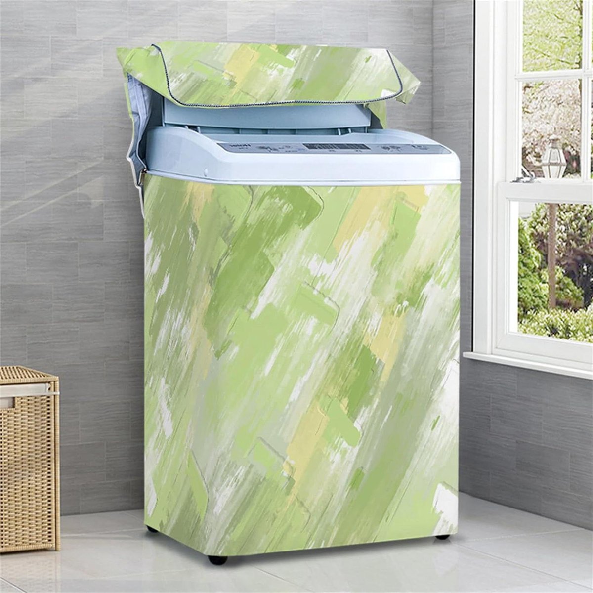 Wasmachinehoes Droger Protector Apparaten Beschermen Waterdicht & Stofdicht Capaciteit 5-5.5kg Olie op Canvas