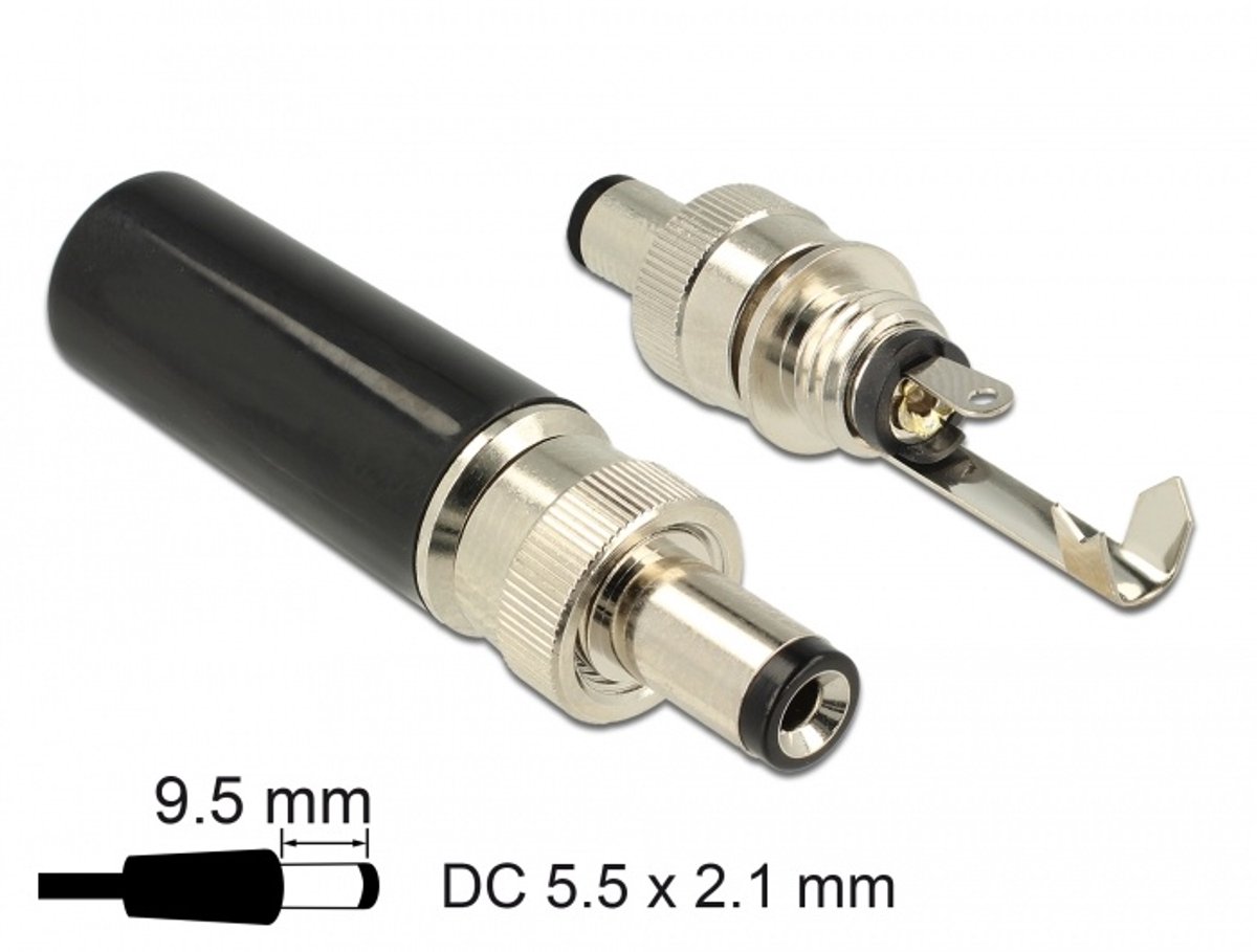 Delock Connector DC 5.5 x 2.1 mm with 9.5 mm length male soldering version