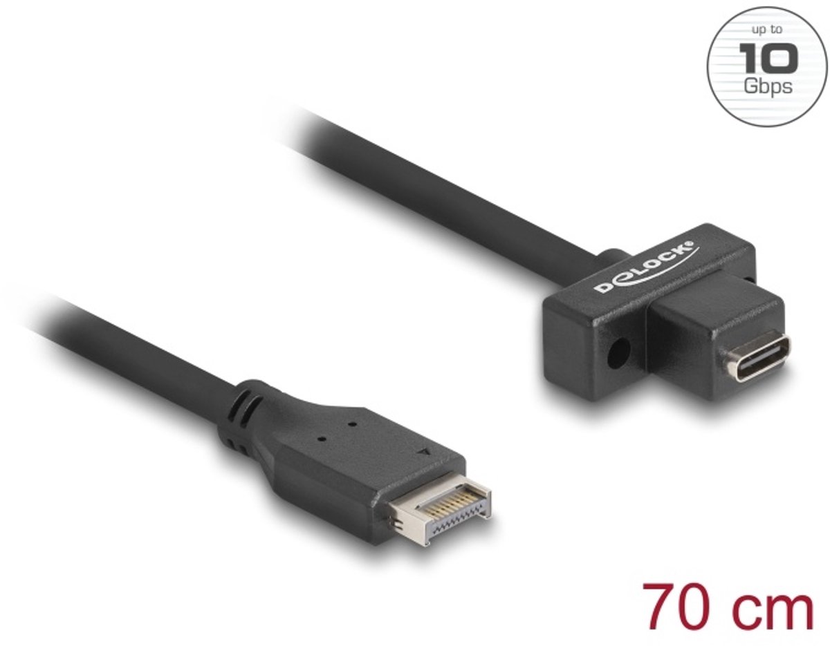 USB 10 Gbps cable Type-E Key A 20 pin male to USB Type-C™ female panel-mount 70 cm