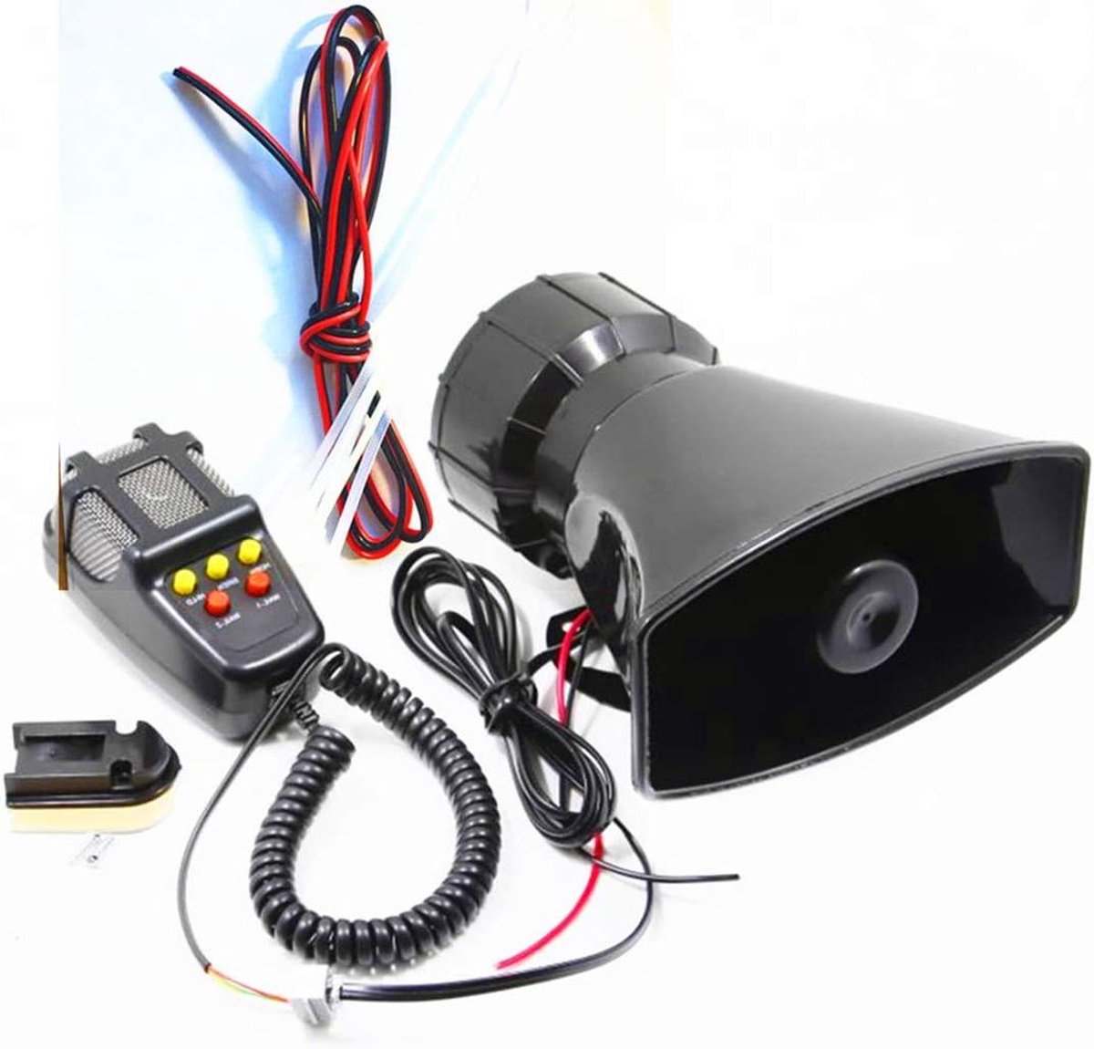 Auto Sirene Speaker - Noodgeluid Systeem - Verkeerswaarschuwing Geluid - Geïntegreerd PA Systeem - 12 Volt 80 Watt - Zwart