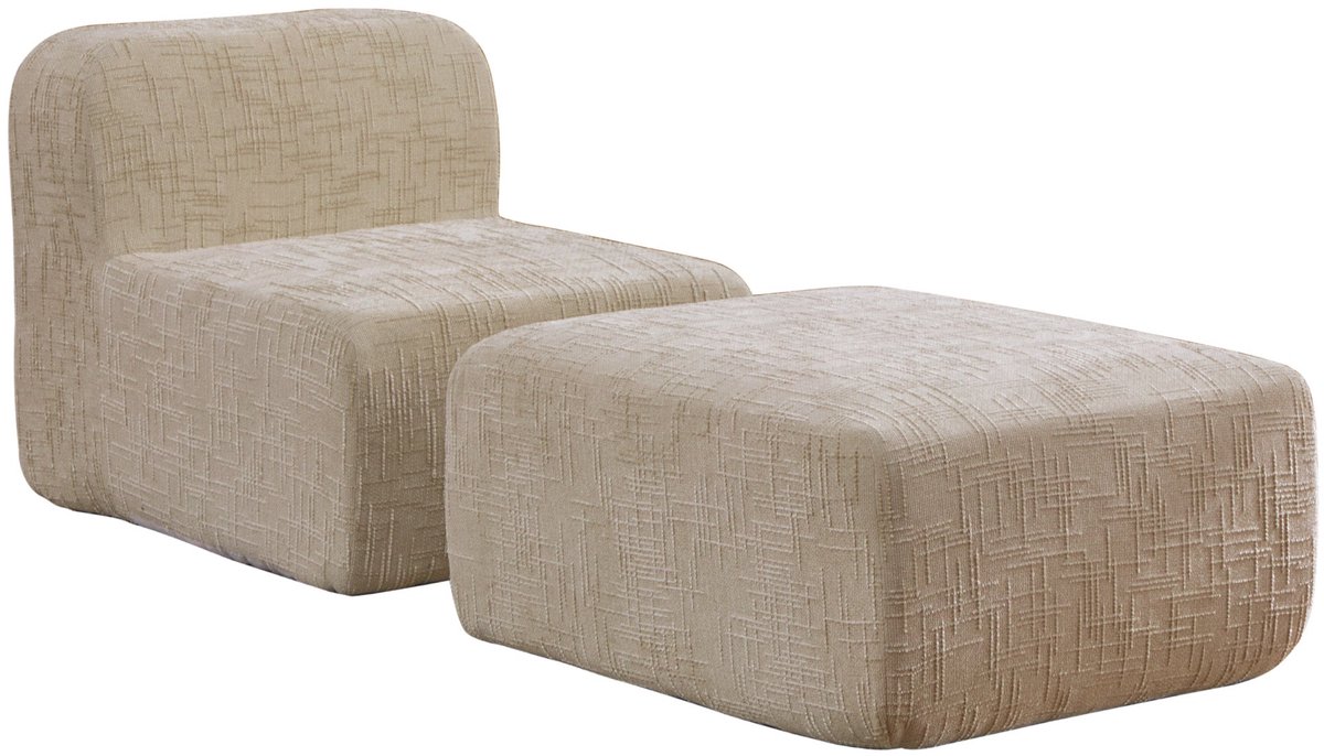 Merax Modulaire Compressiebank Licht Khaki - 1-Zits Chenille Ligstoel met 30D Schuimvulling - Geen Montage Nodig - Zachte Loungefauteuil voor Woonkamer