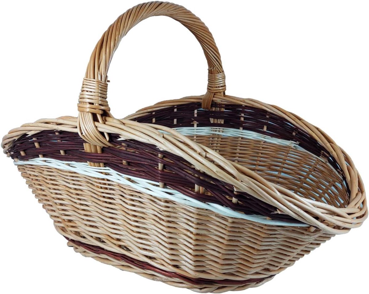 Rieten Houten Mand - Blokkenmand - Haardhout Opslag - Handgeweven Kwaliteit - 65x40x27 cm - Natuurlijk