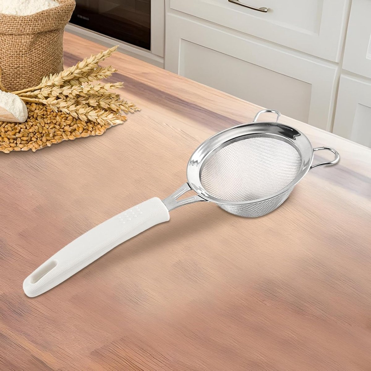 Fijnmazige zeef - Keukenzeef - Bakken en koken - Dubbellaags 30 mesh - 23 cm lengte - Meerkleurig
