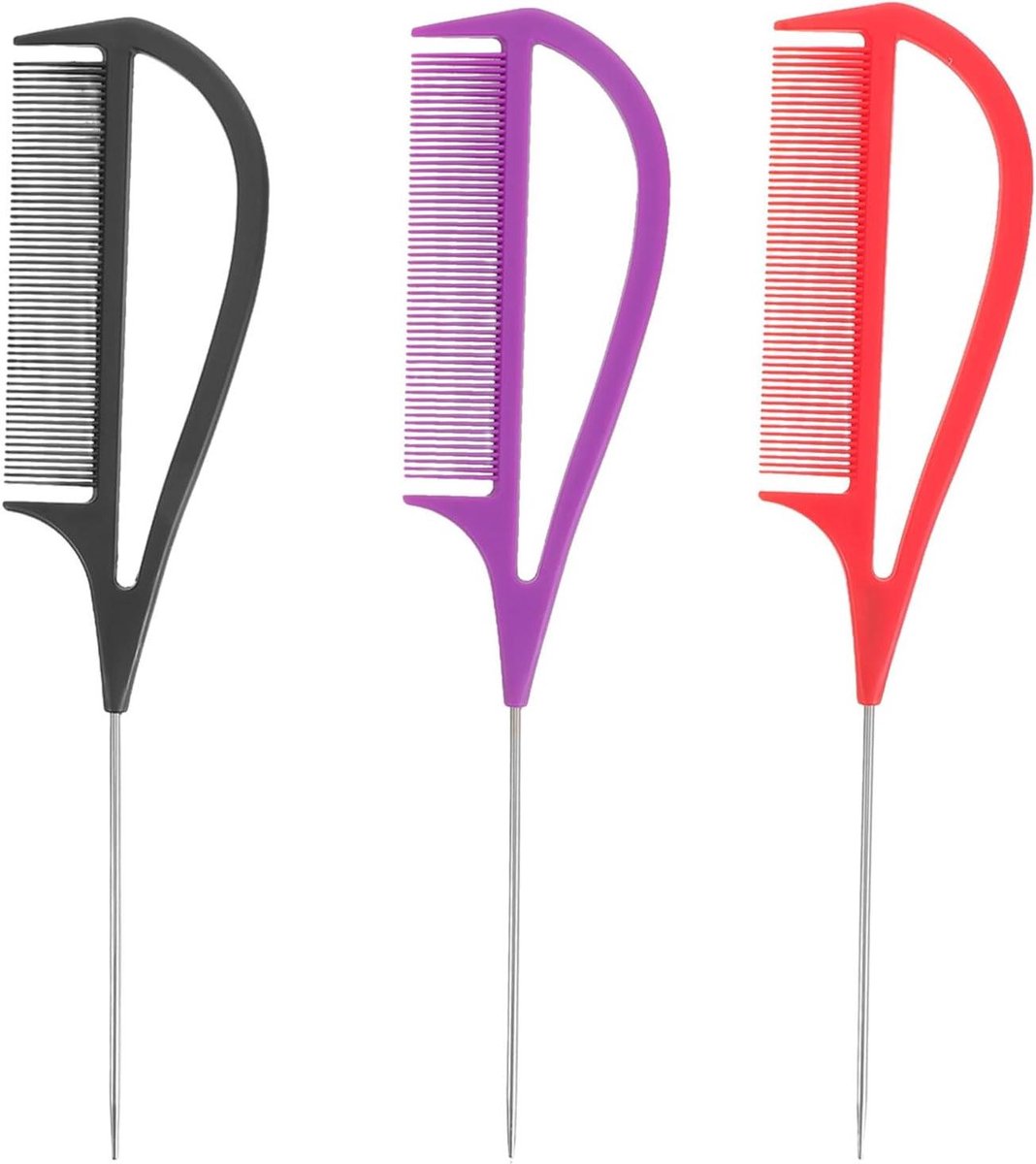 Haarstyling kammen - Pintail kammen - Haar verdelen - Professioneel gereedschap - 3 stuks - Diverse kleuren