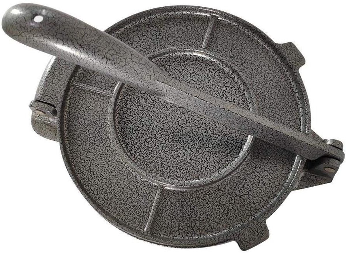 Tortilla Maker - Bakvorm Pers - Thuis Bakken - Opvouwbaar Aluminium - 20 cm - Zilver