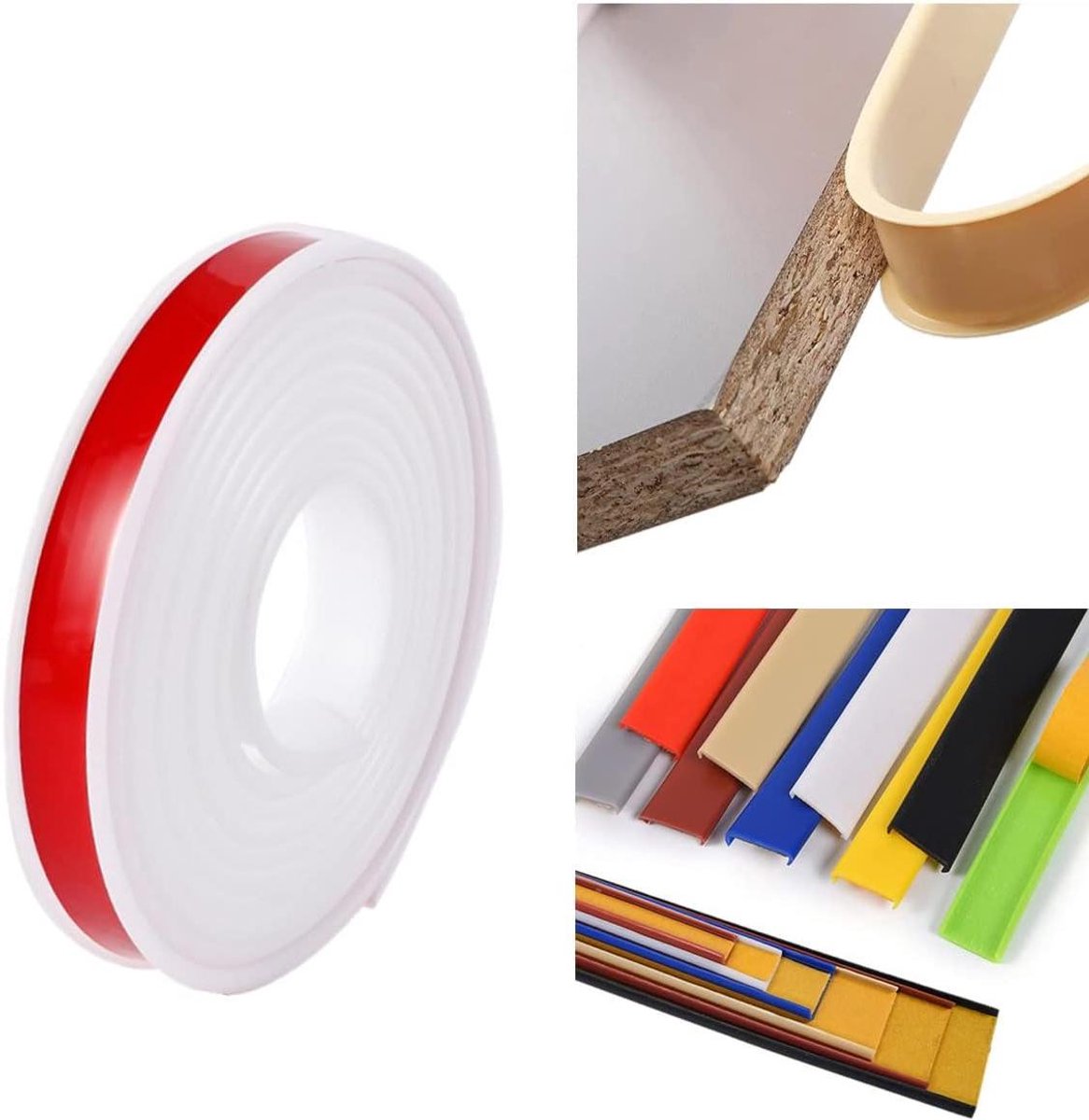 Meubelrand tape - U-profiel strip - Meubels beschermen - Zelfklevend TPE - 5 meter - Wit