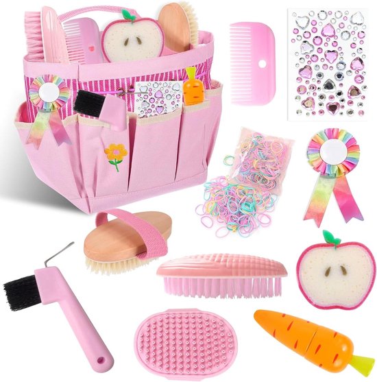 Paarden poetsset - Speelgoed poetsdoos - Paarden verzorgen - Complete set met tas - 11 delig - Roze Paarden poetsset - Speelgoed poetsdoos - Paarden verzorgen - Complete set met tas - 11 delig - Roze