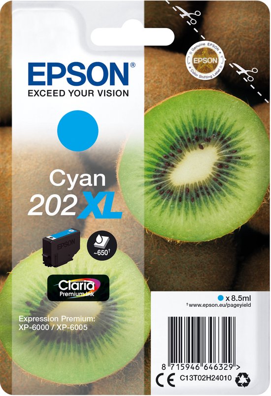 Epson Original Ink Cartridge Epson Singlepack Cyan 202XL Claria Premium Ink Cyan