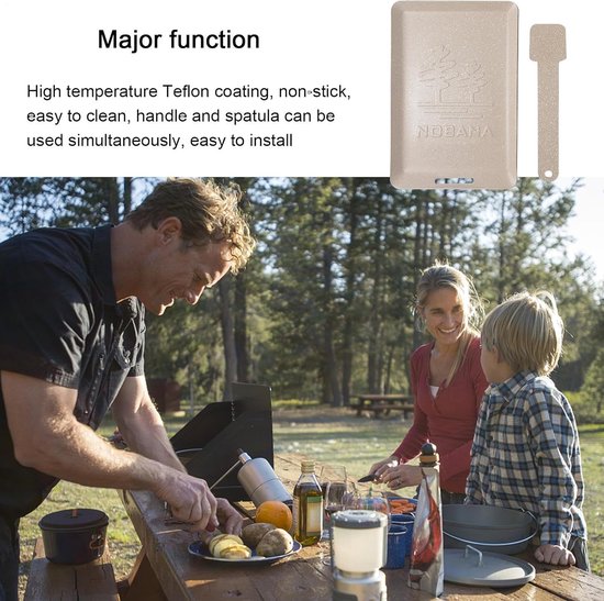 Grillpan - Gecoate koekenpan - Buiten koken - Duurzame anti-aanbaklaag - 245 x 167 cm - Beige — afbeelding 3