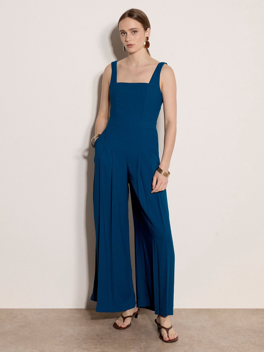 Jumpsuit met wijde pijpen van crêpe