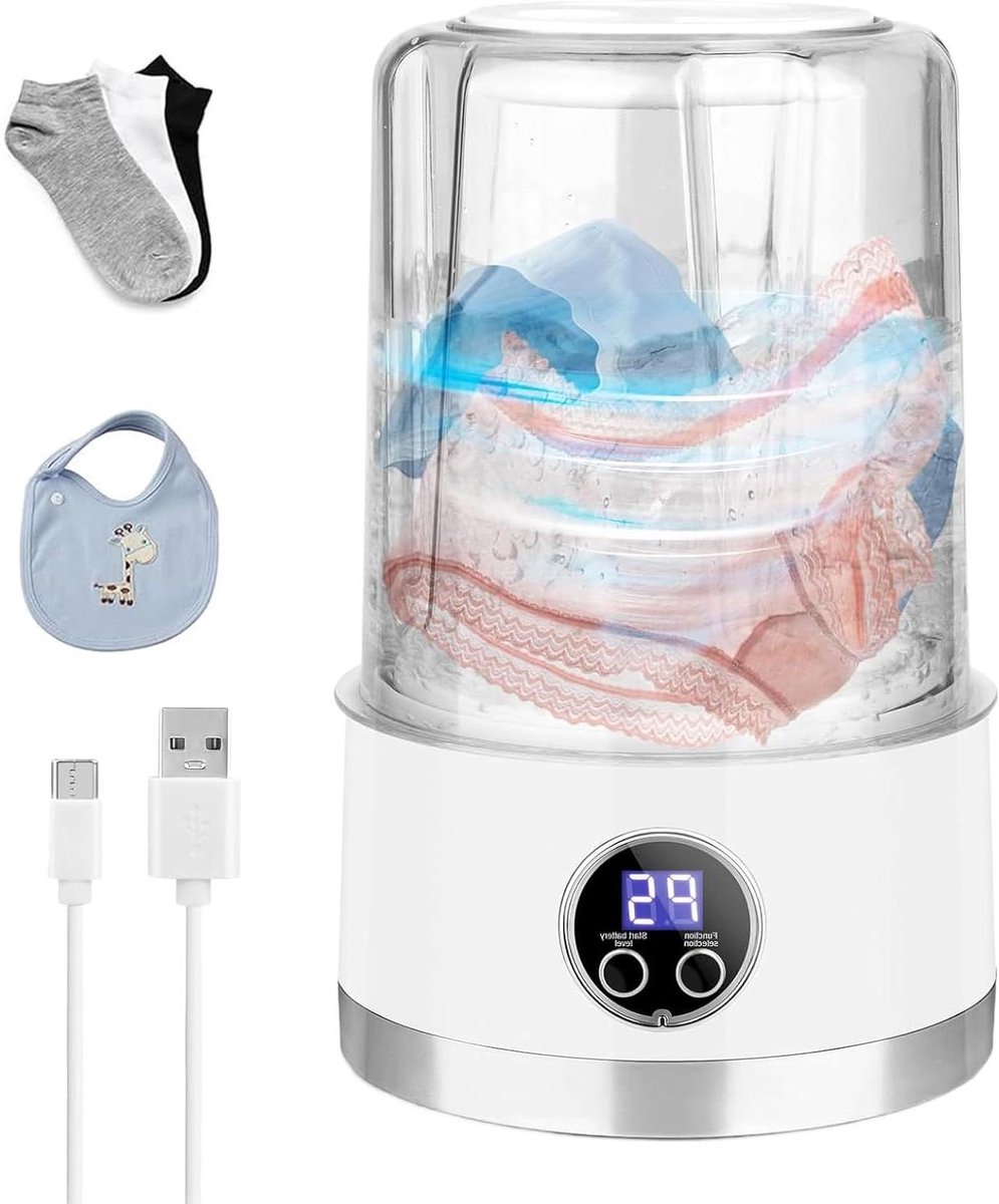 Mini wasmachine Klein wasapparaat Ondergoed reinigen Dubbele wasmodi 1 liter Meerkleurig