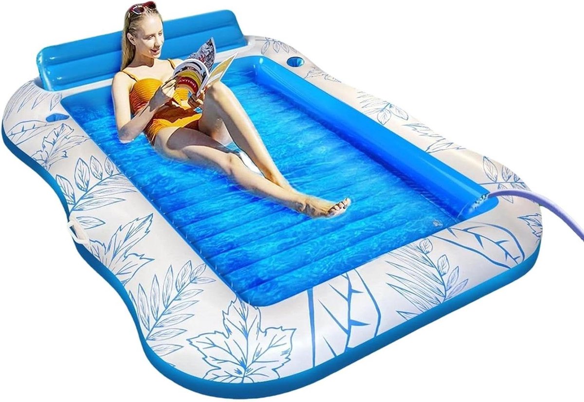 Opblaasbare Zwemband - Zonnevlot Drijver - Ontspannen in water - Verlengd Bruiningscomfort - Groot formaat 220x160cm - Blauw