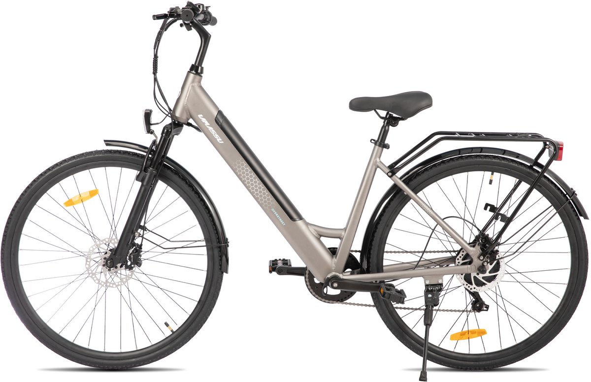 LAMASSU Elektrische Fiets - 700*38C - 250W Motor - 60 km Actieradius -Shimano 7 Versnellingen - Aluminium Frame - Unisex - Grijs