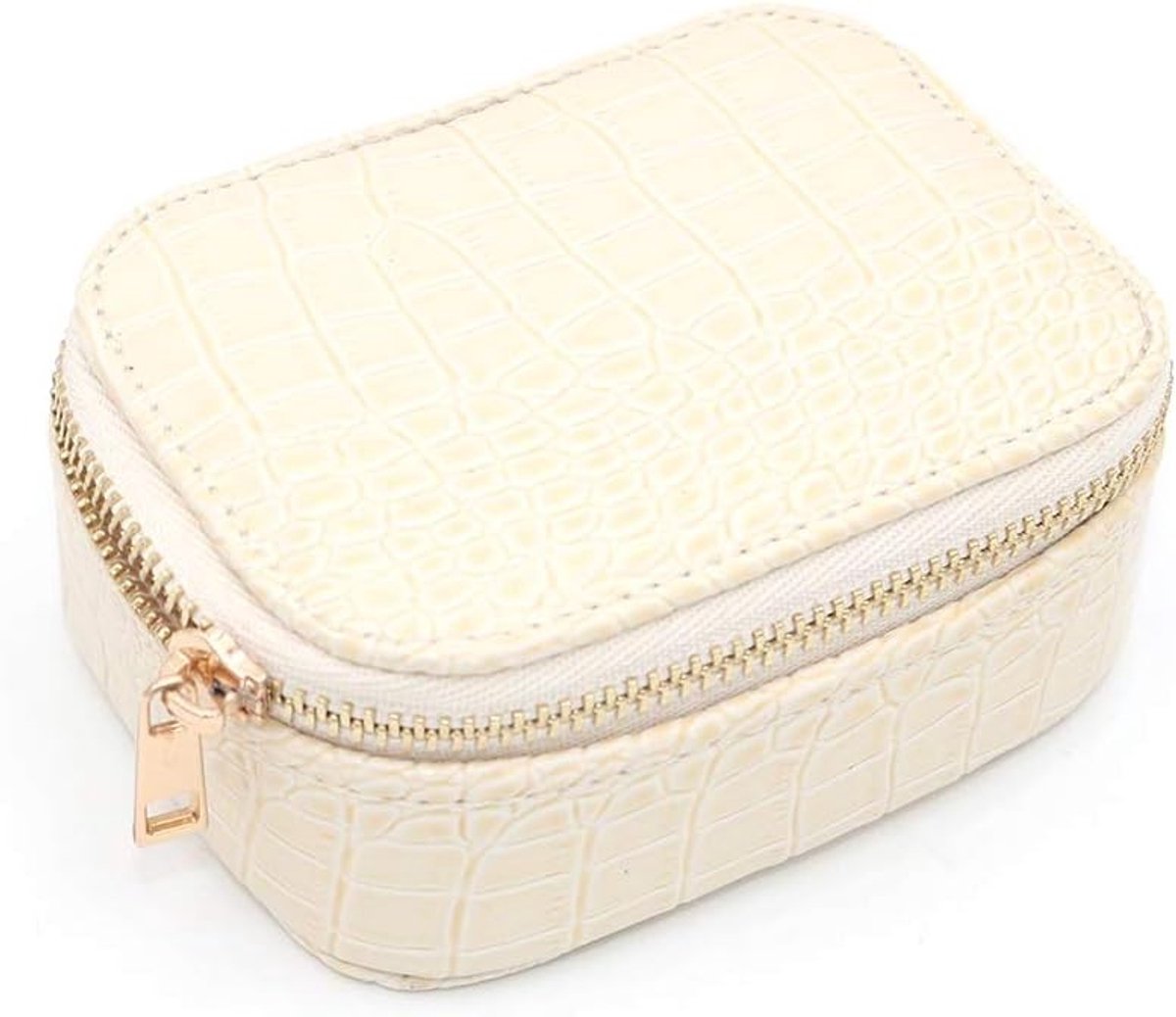 SPHProducts - Sieradenbox - Organisator voor sieraden - Faux leer - Ivoor wit - Opbergdoos voor ringen en oorbellen - Ideaal voor accessoires