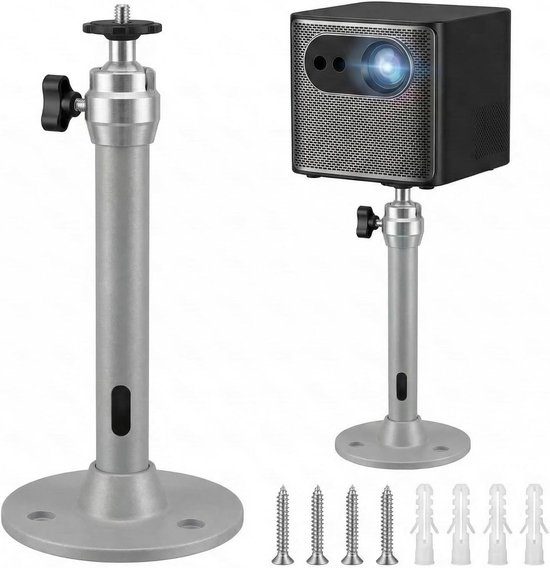 Projectorbeugel plafond 5 kg draagkracht, verstelbaar 360° rotatie, universele houder aluminium grijs