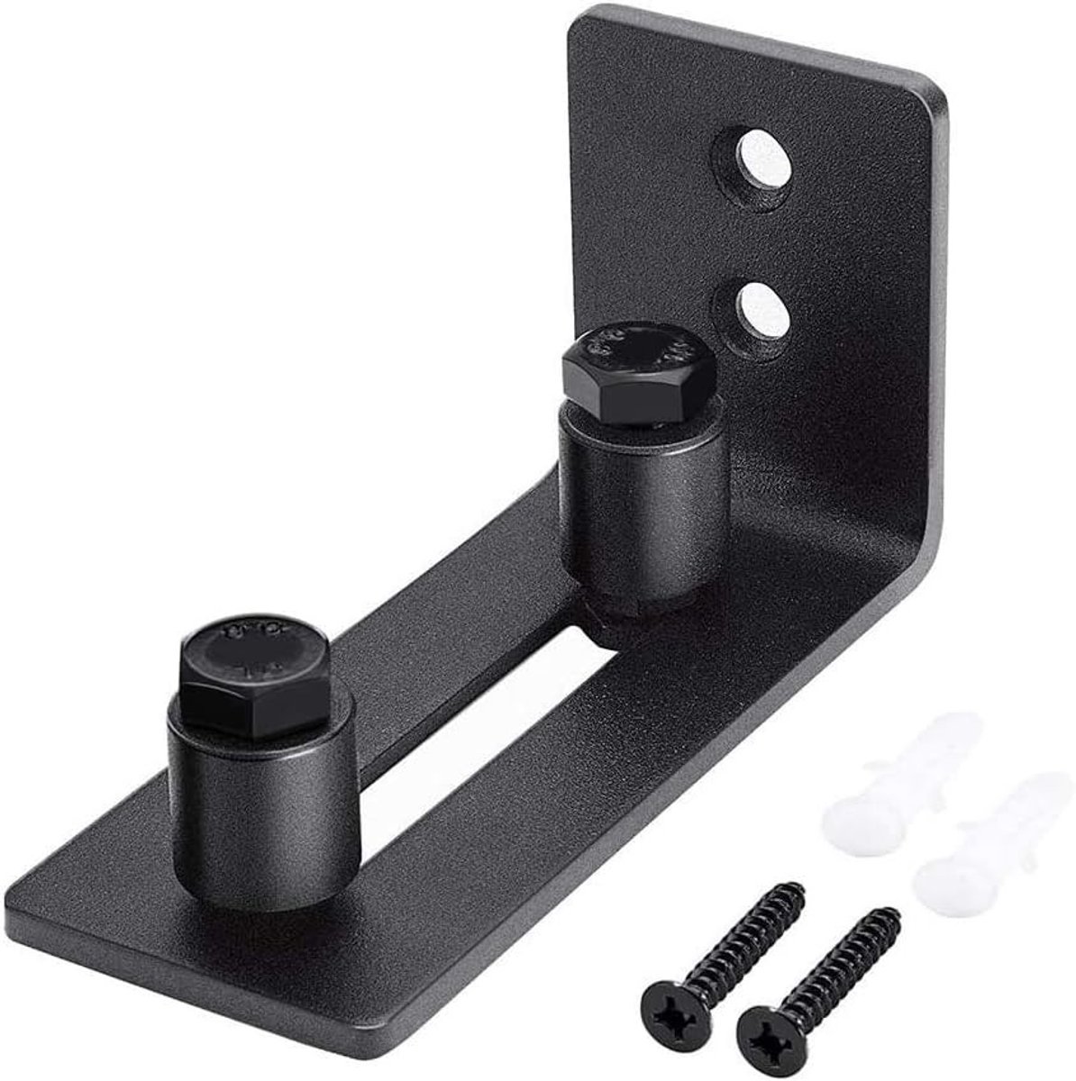 SPHProducts - Sliding Barn Door Bottom Floor Guide - Verstelbare Roller - Muurbevestiging - Mat Zwart - Deurgeleider - Ideaal voor schuifdeuren - Comp