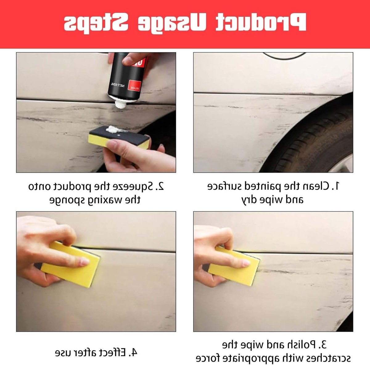 Autolak Schuurpasta met Sponsborstel, Krassenverwijderaar voor Auto's, Polijstmiddel en Reinigingsoplossing (60ml) – foto 3