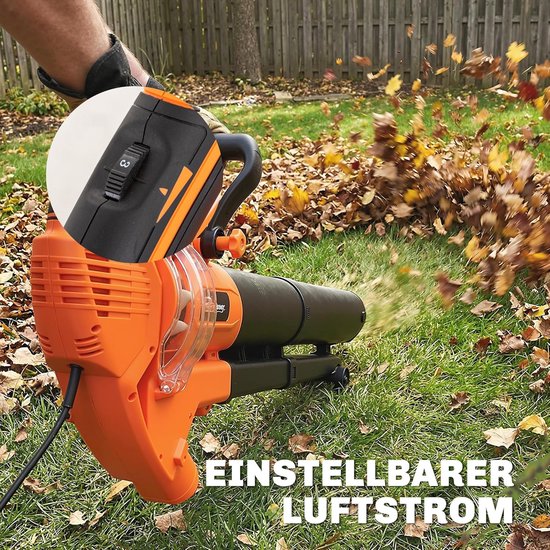 Elektrische Bladblazer - Tuin Stofzuiger - Gazon Onderhoud - 3-in-1 Functie - 40 Liter Zak - Oranje — afbeelding 3