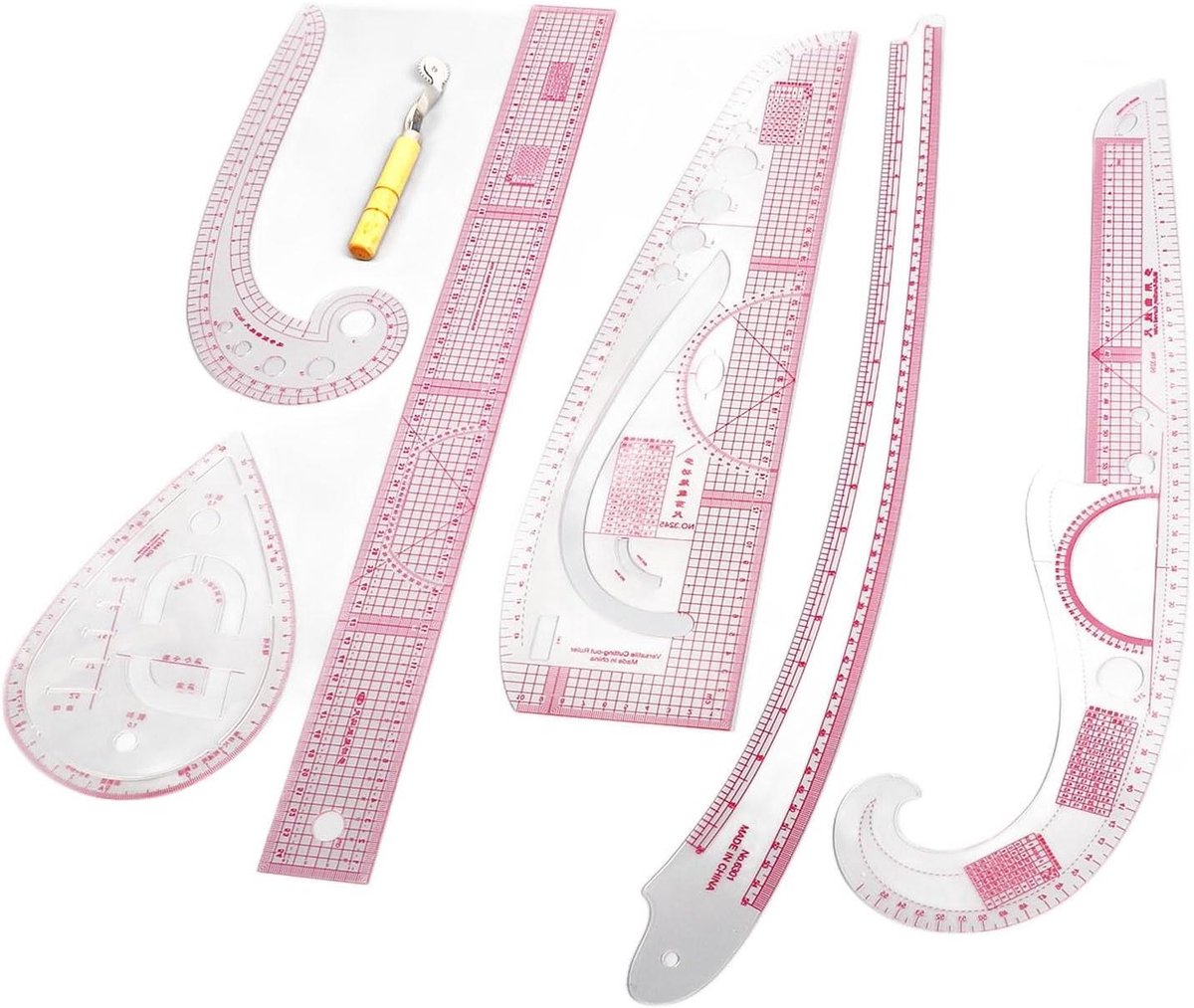 Naailinialen Set - Patroonlinialen Naaien - Kleding Ontwerpen - Precisie Schaalverdeling - 61 x 1 cm - Niet gespecificeerd